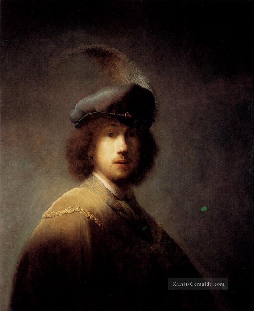 Selbst Porträt In Federhut Rembrandt Ölgemälde